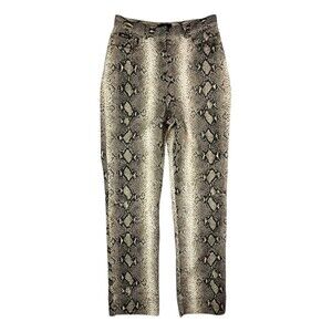 Votre Nom Vintage 90s Hi-Waist Straight Python Print Jeans  Women's US 6  Brown